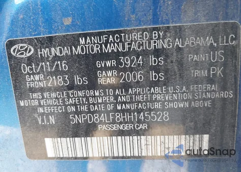 2017 Hyundai Elantra Se from USA, damaged, VIN 5NPD84LF8HH145528